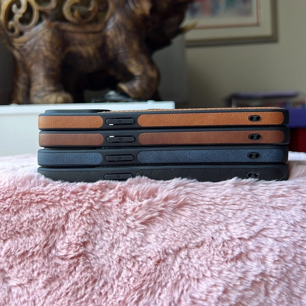 For iPhone 14 PLUS leather phone case with pocket holder with stitching cover